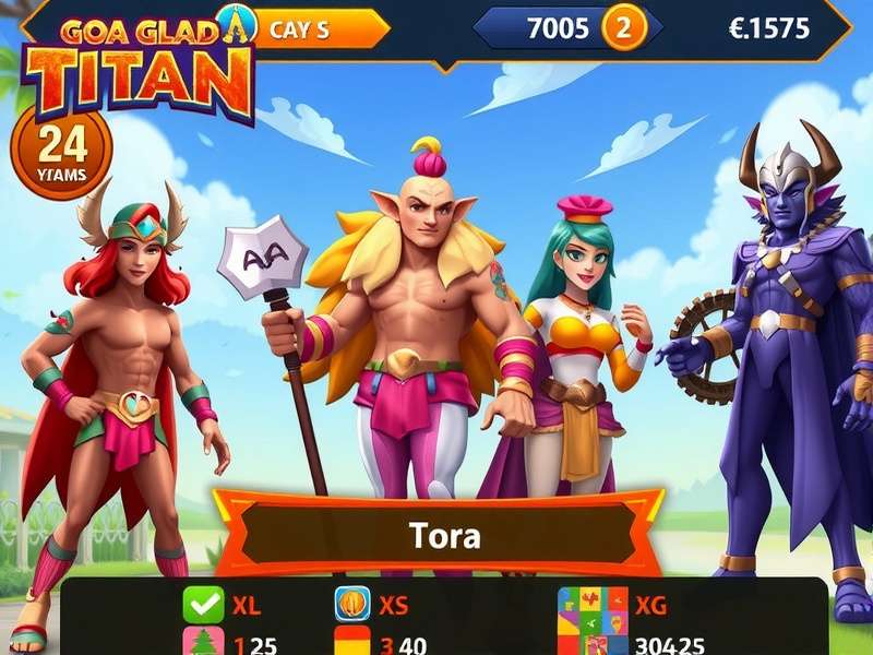 Goa Glad Titan game screenshot showing colorful characters in Goa